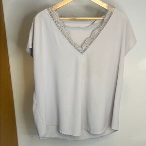 Elegant White Lace Trim Women's Top